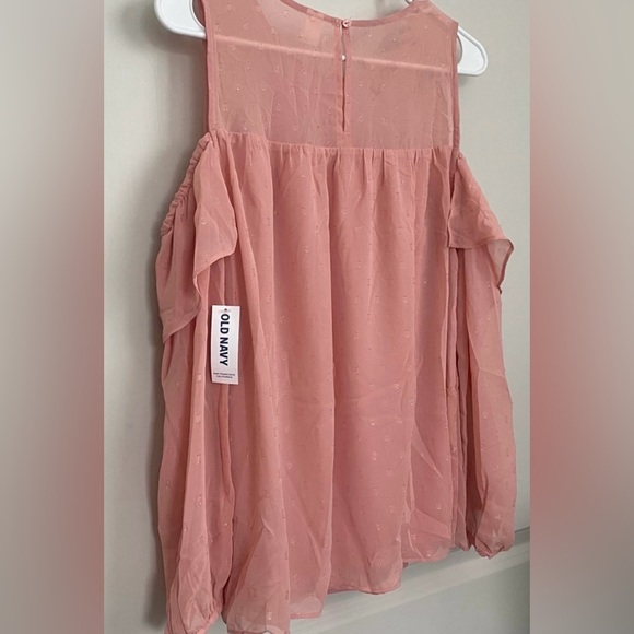 •NWT•Old Navy Metallic Dot Flowy Cold Shoulder Top - Picture 9 of 13